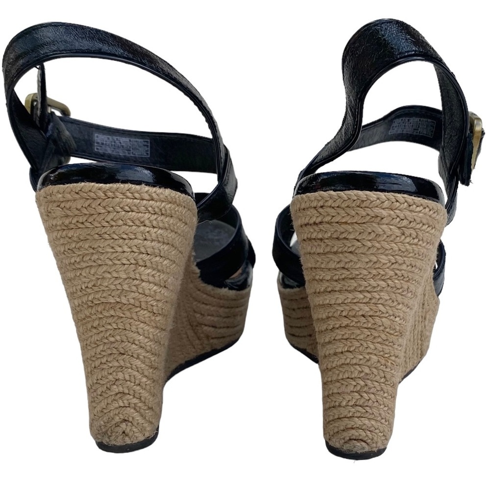 UGG Women’s Jacqueline Espadrille Black Patent Wedge Sandals, Ankle Strap Size 8 - Picture 9 of 15